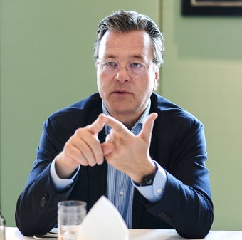 Businessman in a blue suit